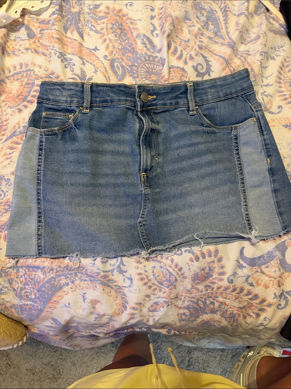 wonder nation Blue Denim Mini Skirt with Raw Hem